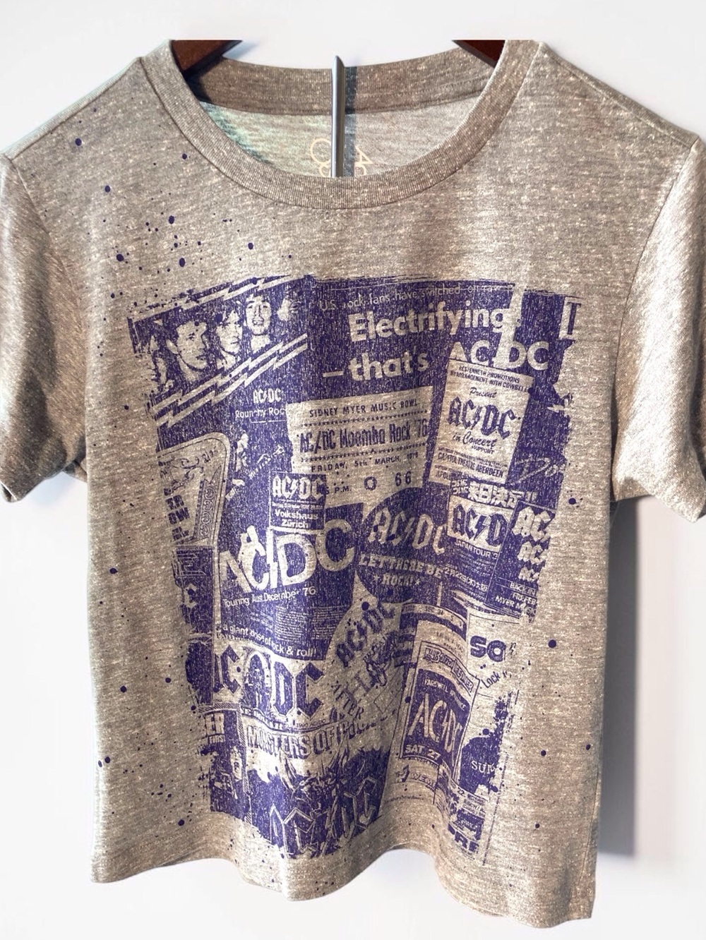 Chaser Heather Gray Tee with Purple AC/DC Graphic